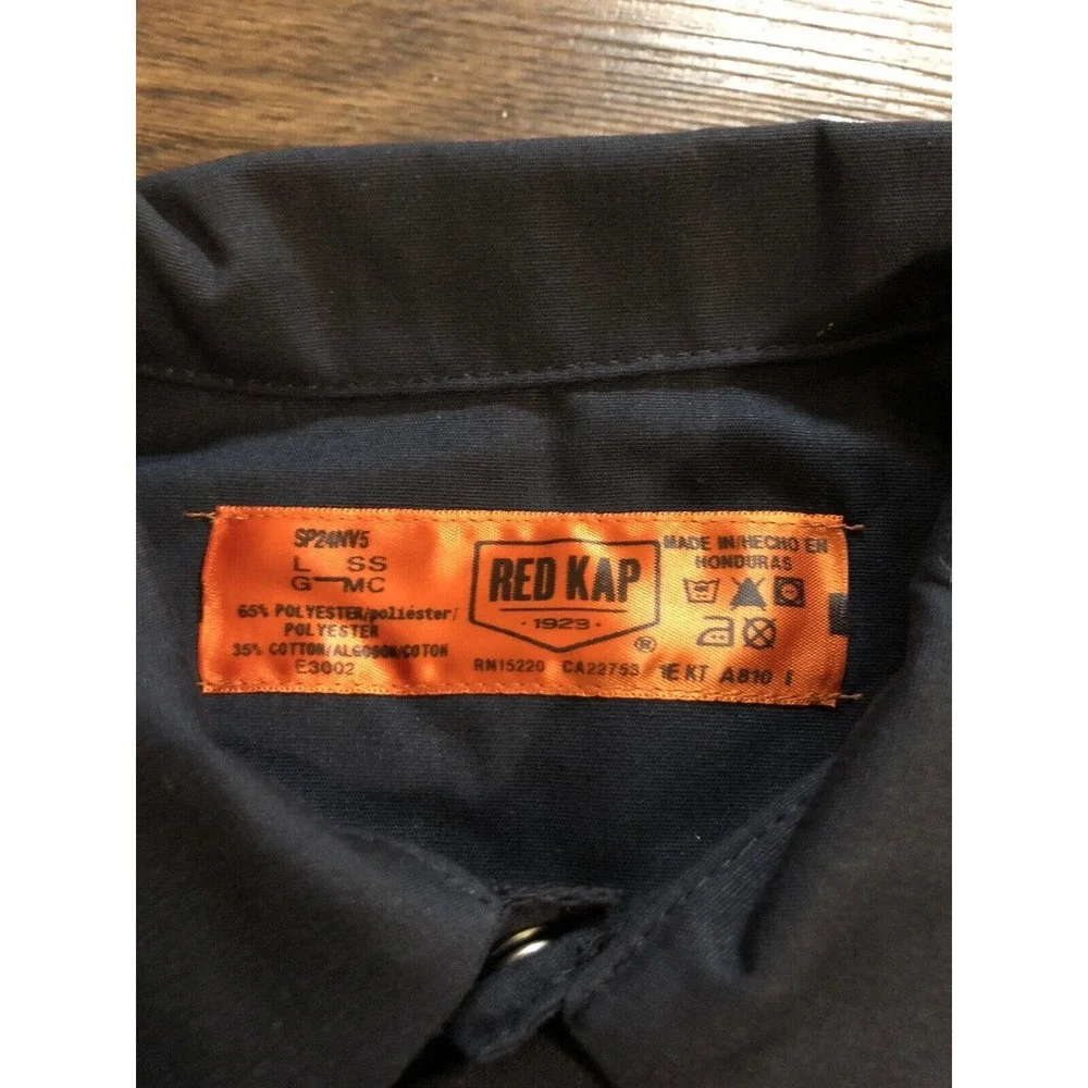 Red Kap Men’s Navy Work Shirt Button Up Large R2 - Picture 4 of 6